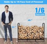 Tikimilor 4ft Firewood Rack Holder, Adjustable Heavy Duty Fire Log Stacker Stand for Fireplace, Outdoor Indoor Metal Wood Pile Storage Organizer, Patio Logs Stand tool, Black - Image 8