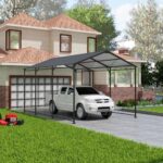 10x15 FT Carport with Galvanized Steel Roof, Heavy Duty Metal Carport Canopy, Waterproof Metal Car Tent Garage Outdoor Storage Shed for Pickup, Boat, Car and Tractors, Grey - Image 2