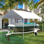 HCY Car Ports 20x10 Heavy Duty Metal Carports Party Tent Portable Garage for Wedding, Garden Storage (White), 235 inch x116 inch x102 inch - Image 5