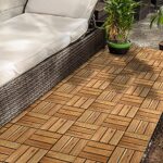 RAKYTO Solid Wood Acacia Interlocking Deck Tiles (Pack of 10, 12" x 12") - Image 3