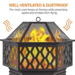 Yaheetech 26in Fire Pits for Outside Hex Shaped Fire Pit Wood Fire Pit Outdoor Fireplace for Bonfire Patio Picnic BBQ, with Spark Cover, Fire Poker - Image 4