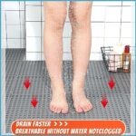 Tinideya 24 Modular Interlocking Floor Mat Rubber Tiles 12"x12" Drainage Interlocking Tiles Drain Holes Non-Slip Drainage Mats for Pool, Kitchen, Shower, Patio Pet Areas (Gray) (Round) - Image 2