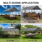 Carport 10x20ft Heavy Duty Car Tent, Portable Garage, Car Shelter, All-Season Tarp Tent for Car, Party，Grey - Image 3