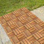 RAKYTO Solid Wood Acacia Interlocking Deck Tiles (Pack of 10, 12" x 12") - Image 6