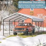 VIWAT Carport 12x20 FT Metal Carport with Enhanced Base Outdoor Heavy Duty Garage Galvanized Car Shelter for Pickup, Boat, Car and Tractors - Image 4