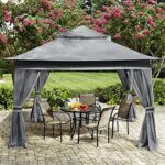 MASTERCANOPY Patio Gazebo Outdoor Pop Up Gazebo with Mesh Walls (13x13,Dark Gray)