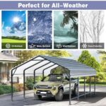 JY QAQA 12 x 20 ft Metal Carport, Heavy Duty Carport Canopy with Galvanized Steel Roof, Outdoor Car Tent Metal Garage Shelter for Car, SUV, Trucks and Boats - Image 7