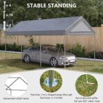 Outsunny 10' x 20' Party Tent and Carport, Height Adjustable Portable Garage, Outdoor Canopy Tent 8 Legs Without Sidewalls for Car, Truck, Boat, Motorcycle, Bike, Garden Tools, Gray - Image 5