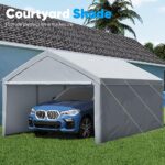 Quictent 13’x20’ Heavy Duty Carport Car Canopy Galvanized Car Boat Shelter with Removable Sidewalls, Reinforced Top Poles and Ground Bar-Grey - Image 9