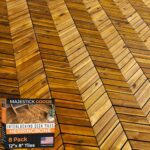 Majestick Goods Interlocking Deck Tiles 12"x8" Herringbone 6 Sq Ft - Acacia Wood Patio Tiles for Outdoor Flooring, Porch & Balcony - Non-Slip Wooden Tile Pavers - Easy to Install, 8 Tiles, 2 Edges