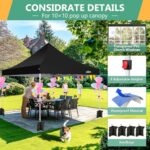COBIZI 10x10 Easy Pop Up Canopy Tent, Instant Commercial Outdoor Gazebo with 4 Sidewalls, Waterproof and UV Protection 50+ Event Shelter for Camping, Family Parties & Patio with 4 Sandbags,Black - Image 4