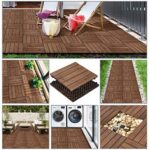 Yaheetech 33pcs Interlocking Patio Deck Tiles 12 x 12in Wood Floor Tiles Wooden Flooring for Patio Garden Deck Poolside, Brown - Image 2