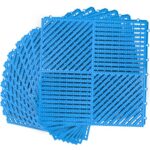 MYFAMIREA Modular Interlocking Cushion 12 Pack 11.8" x 11.8" Rubber Floor Tiles Non-Slip Splicing Drainage Mats for Deck, Pool, Shower, Patio, Balcony, Bathroom, Kitchen, Yard (2 Rows Dots, Blue)
