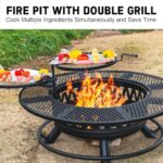 47 Inch Fire Pit with 2 Grills, Outdoor Extra Large Firepits for Outside, Wood Burning Fireplace for Camping,Picnic,Bonfire, 3-in-1 Round Metal Table with Lid for Backyard,Patio,Party - Image 6