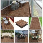 Topeakmart 27PCS Patio Deck Tiles Interlocking Wood Decking Floor Tiles 12 x 12in Brown for Outdoor & Indoor Patio Garden Deck Poolside - Image 3