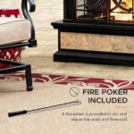 Sunjoy Outdoor Fireplace, Smith Collection Patio Wood Burning Steel Fireplace with Chimney, Spark Screen, Fire Poker, and Removable Grate, Copper with Yellow Tile - Image 8