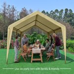 Gardesol Carport, 10' X 20' Heavy Duty Car Canopy with Powder-Coated Steel Frame, Easy to Assemble Portable Garage for Car, Boat, Party Tent with 180g PE Tarp for Wedding, Garden, 6 Legs, Beige - Image 5