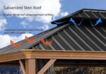 PURPLE LEAF 10' X 12' Outdoor Hardtop Gazebo for Patio Galvanized Steel Double Roof Permanent Canopy Teak Finish Coated Aluminum Frame Pavilion Gazebo with Netting - Image 5