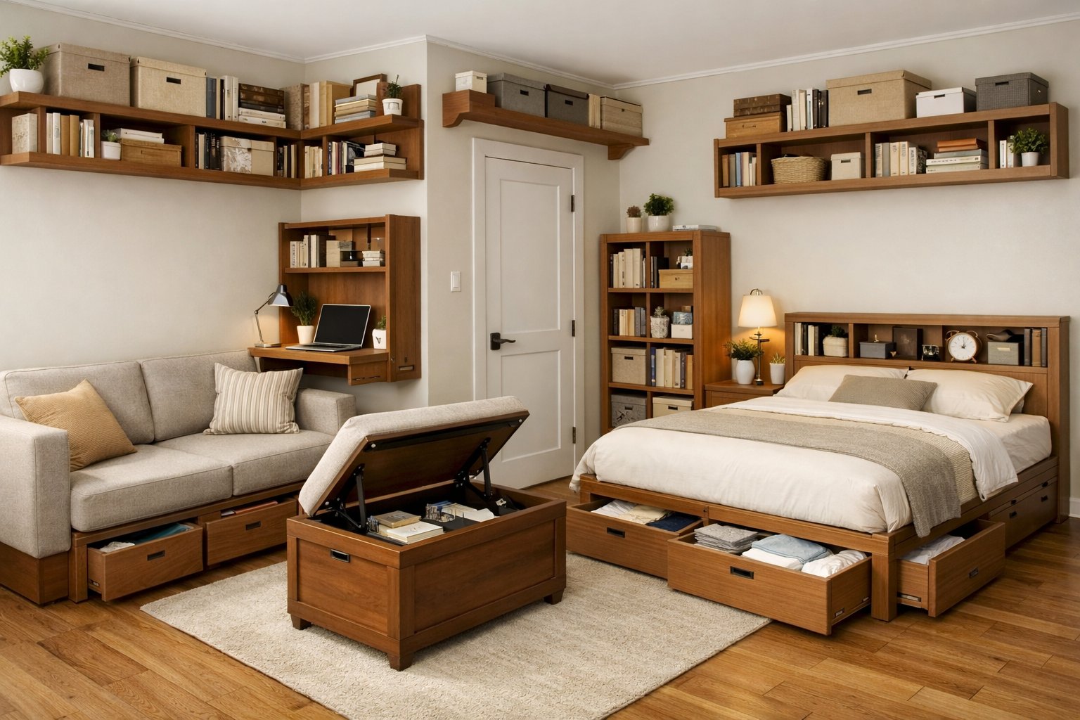 Living in a small space doesn't mean you have to give up comfort or organization. The key to making small rooms work is picking furniture that serves more than one purpose and offers hidden storage, so you can keep your home tidy but still stylish and functional.