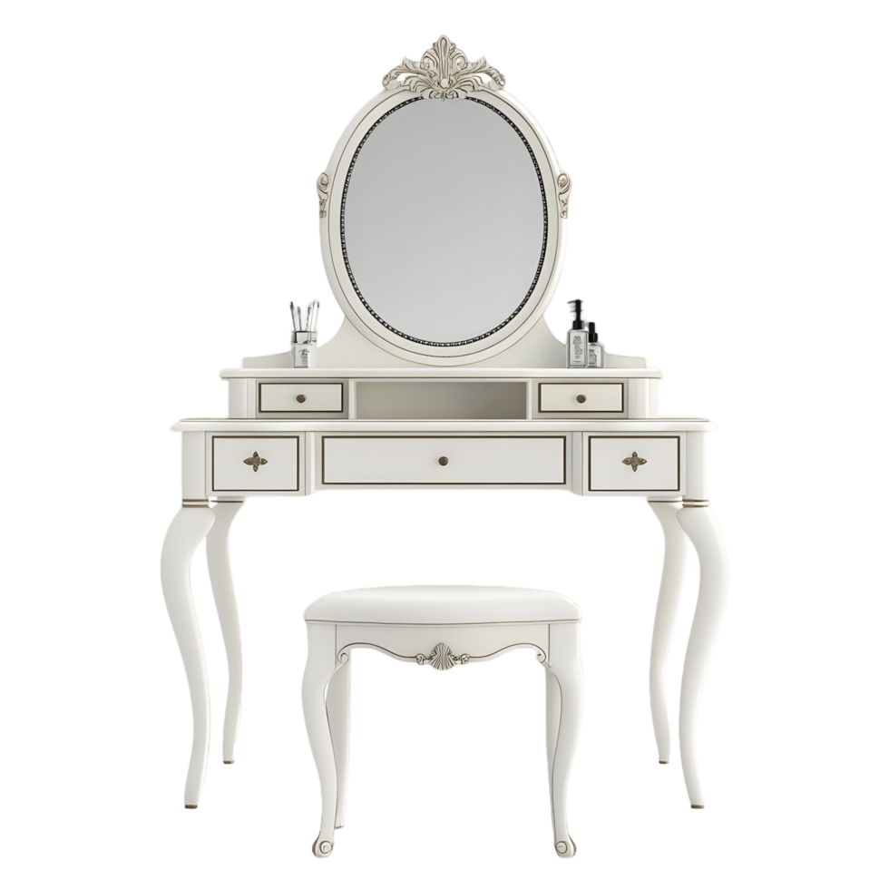 elegant-white-vanity-table-complete-with-a-mirror-and-stool-free-png